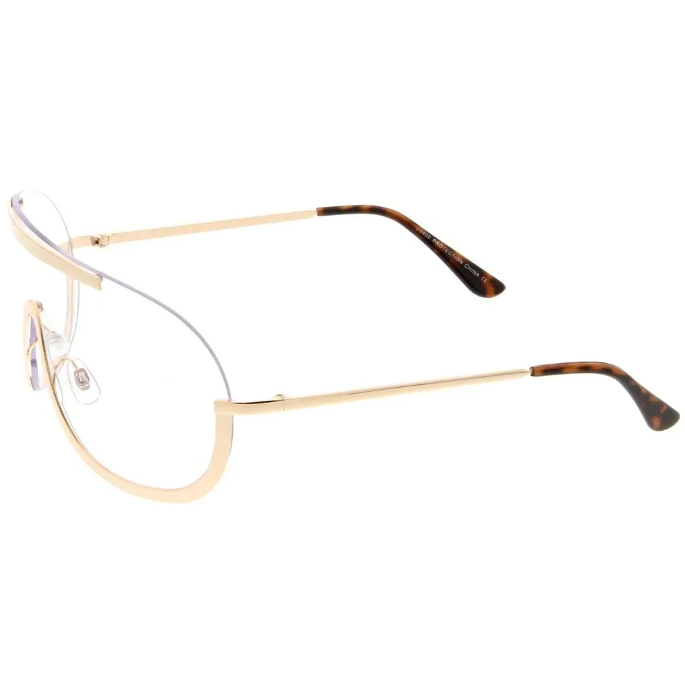 Sunglasses Men Trendy Retro Sun Glasses Oversize Clear Lens Metal Frame Hip‎ Hop